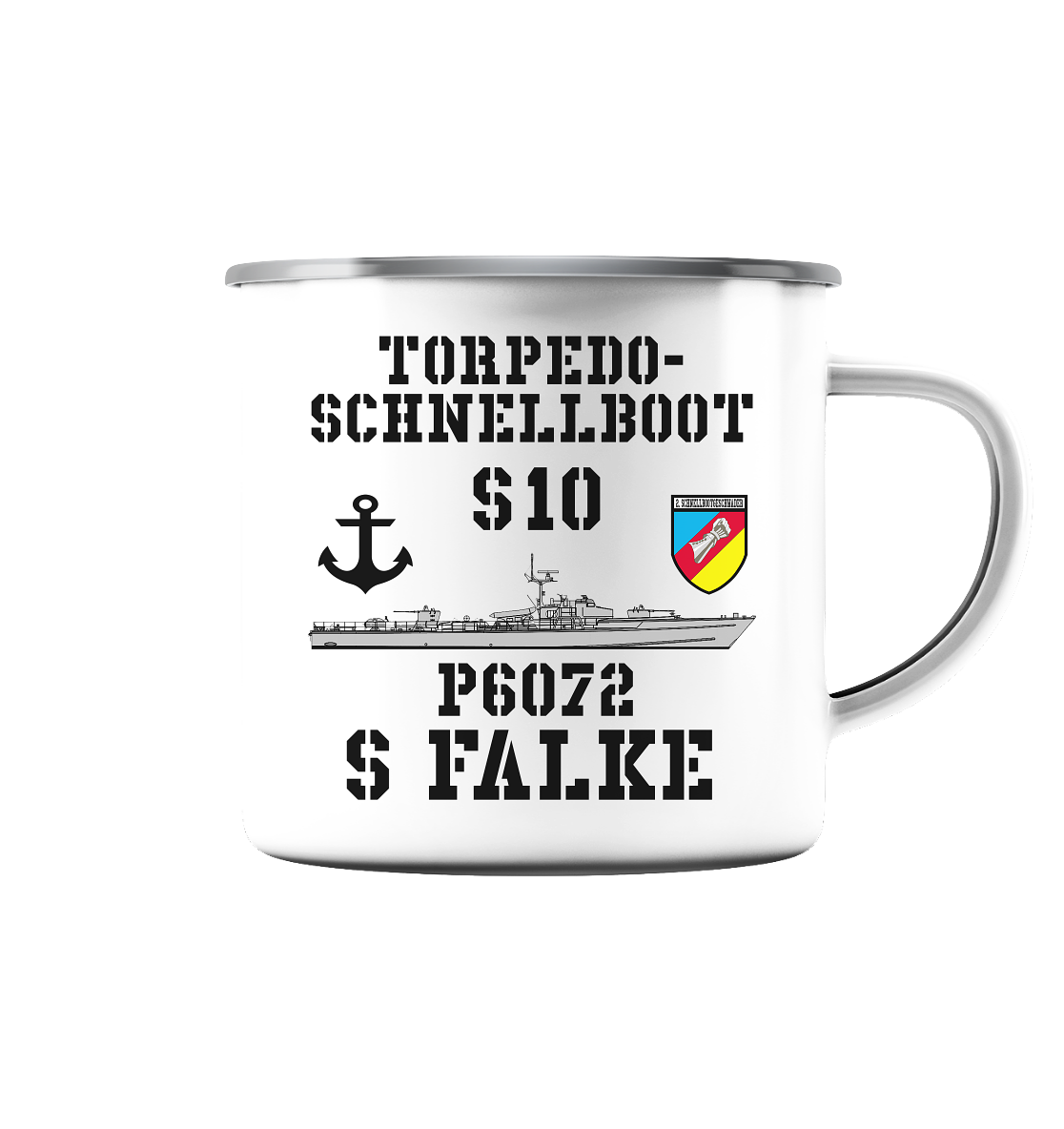 Torpedo-Schnellboot S10 P6072 FALKE Anker - Emaille Tasse (Silber)