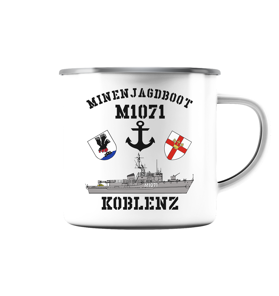 Mij.-Boot M1071 KOBLENZ - Emaille Tasse (Silber)