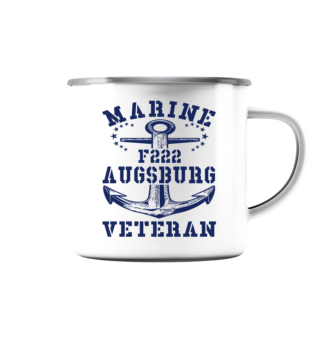 MV Fregatte F222 AUGSBURG - Emaille Tasse (Silber)