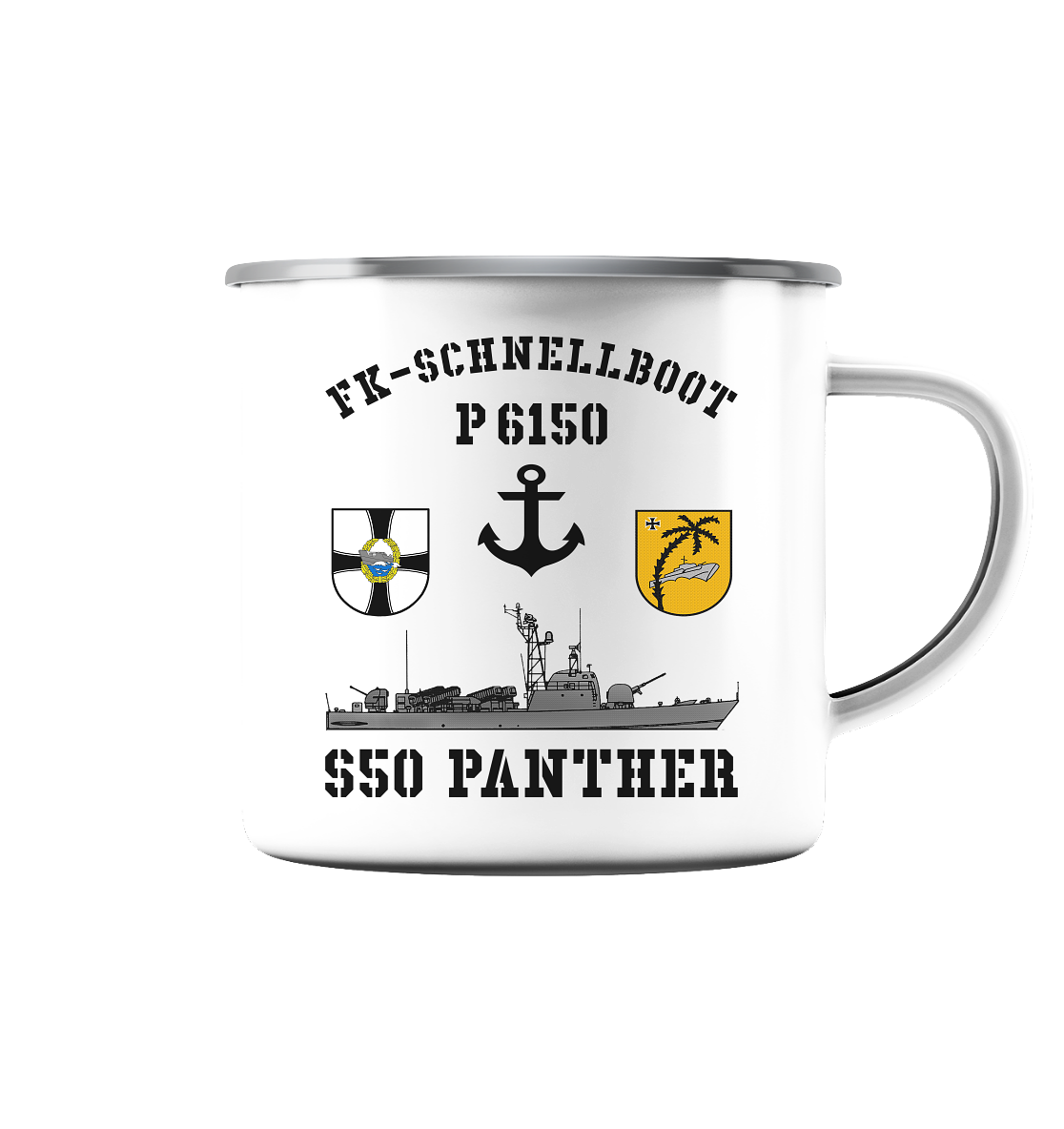 P6150 S50 PANTHER - Emaille Tasse (Silber)
