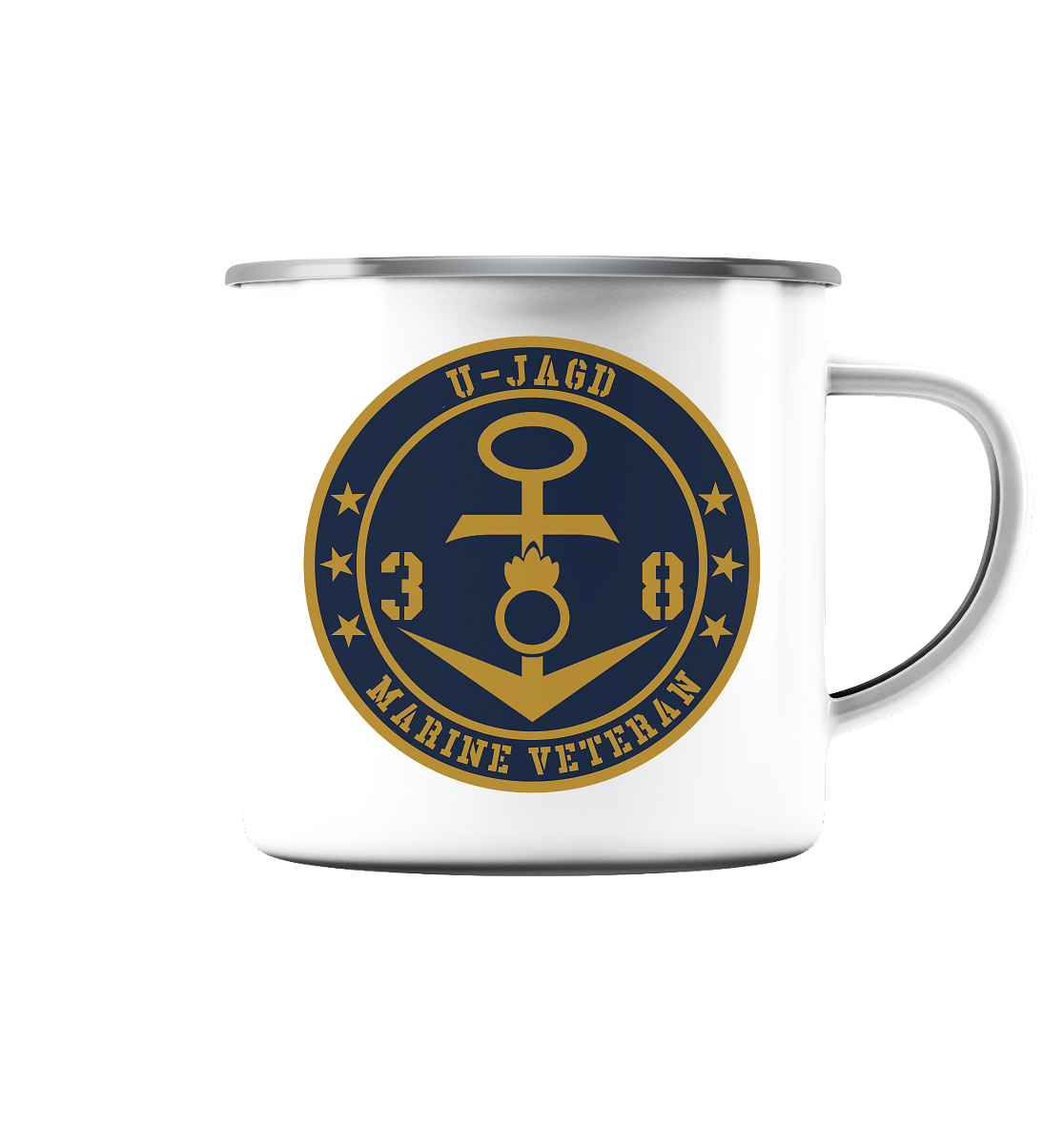 Marine Veteran 38er U-JAGD - Emaille Tasse (Silber)