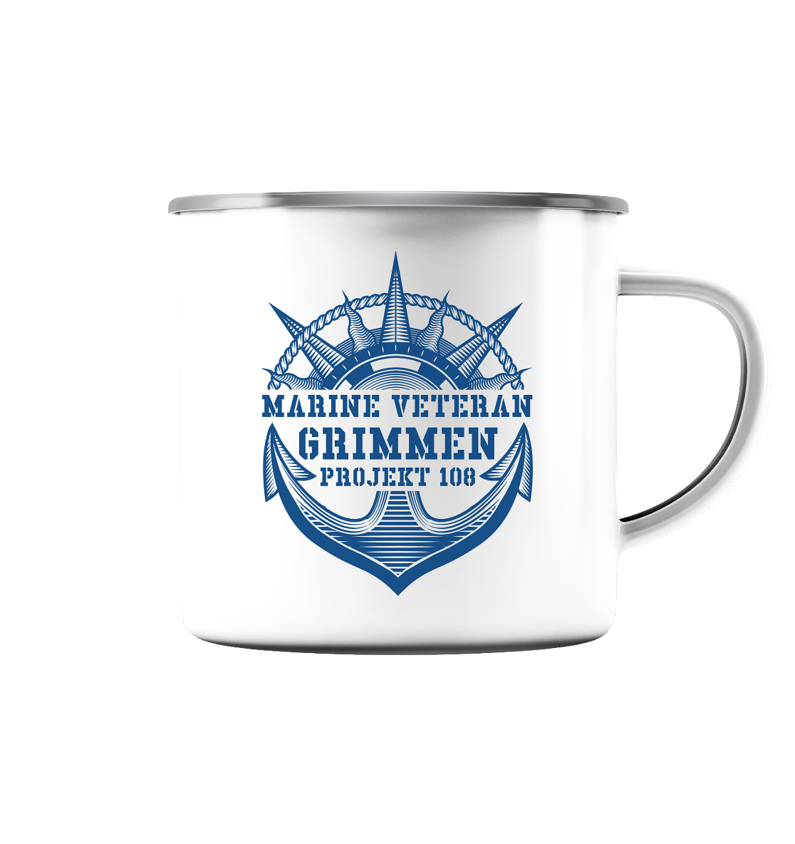 Projekt 108 GRIMMEN Marine Veteran - Emaille Tasse (Silber)