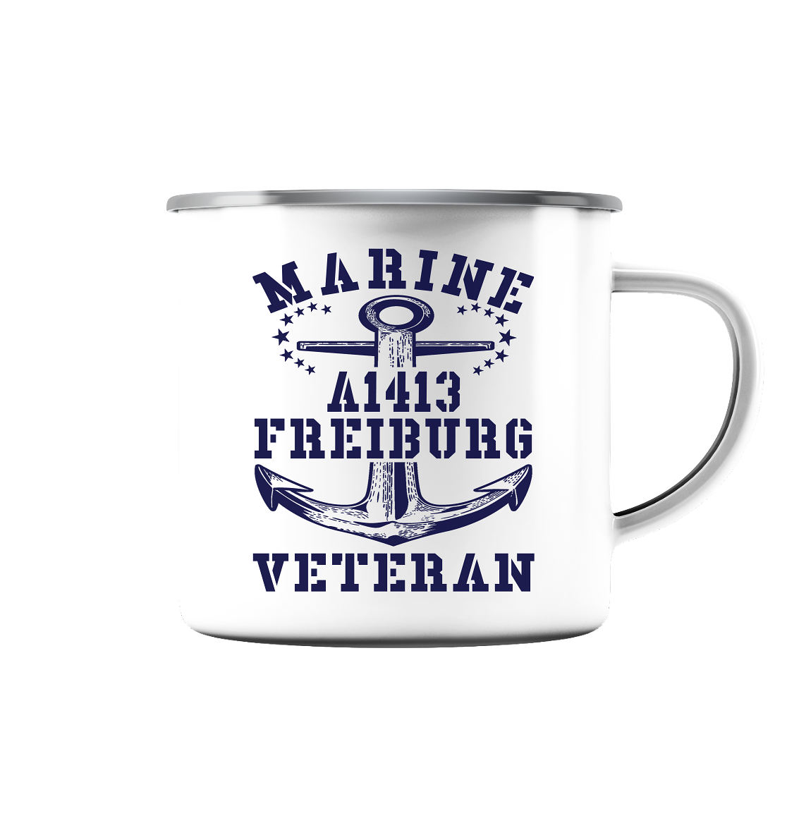 Troßschiff A1413 FREIBURG Marine Veteran - Emaille Tasse (Silber)