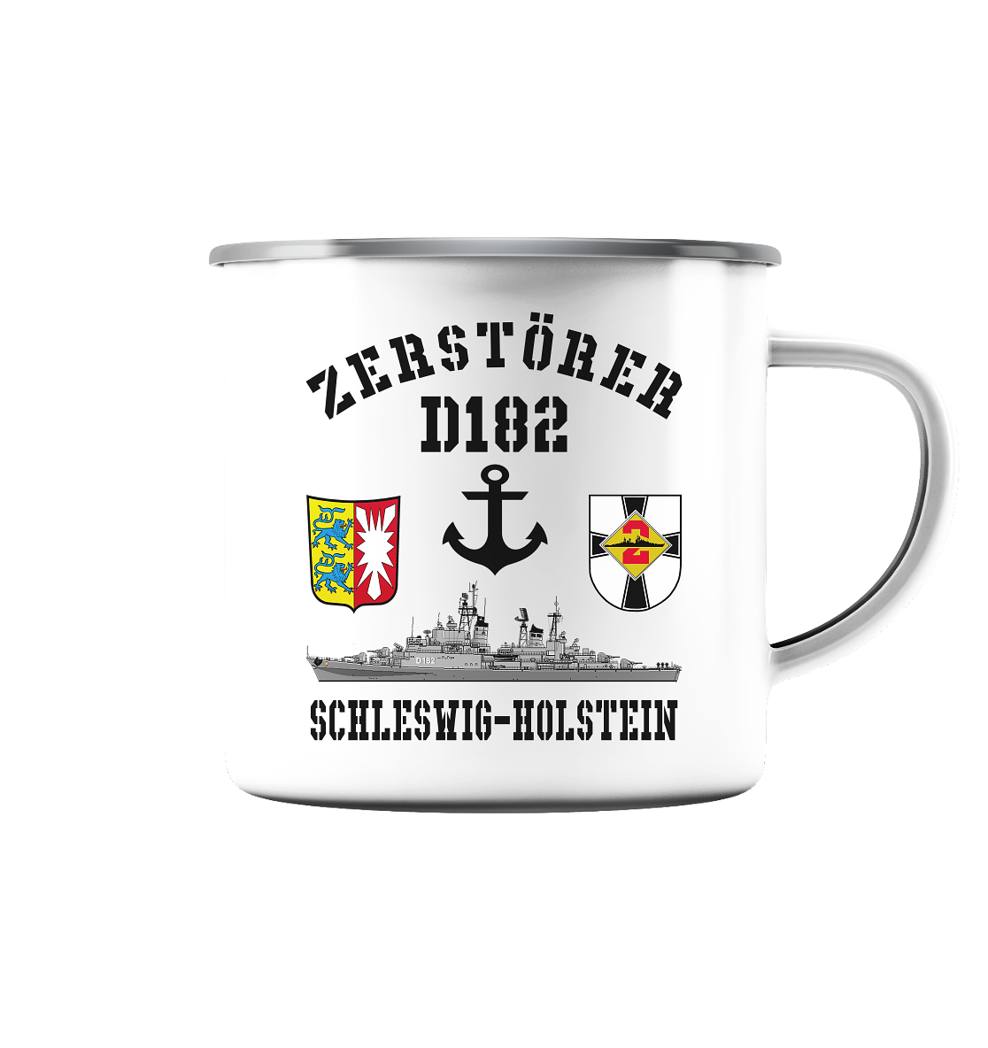 Zerstörer D182 SCHLESWIG-HOLSTEIN Anker - Emaille Tasse (Silber)