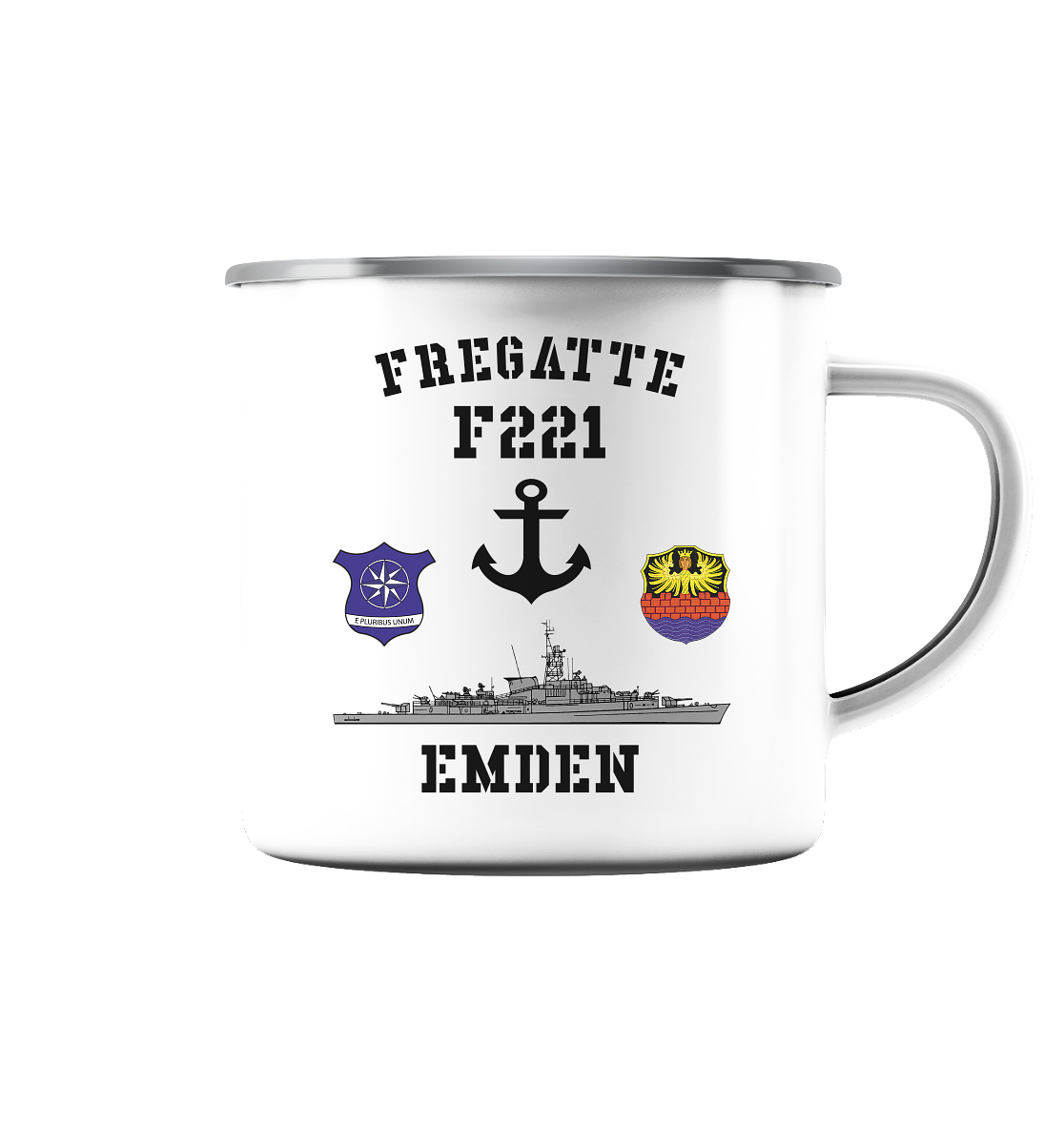 Fregatte F221 EMDEN Anker - Emaille Tasse (Silber)