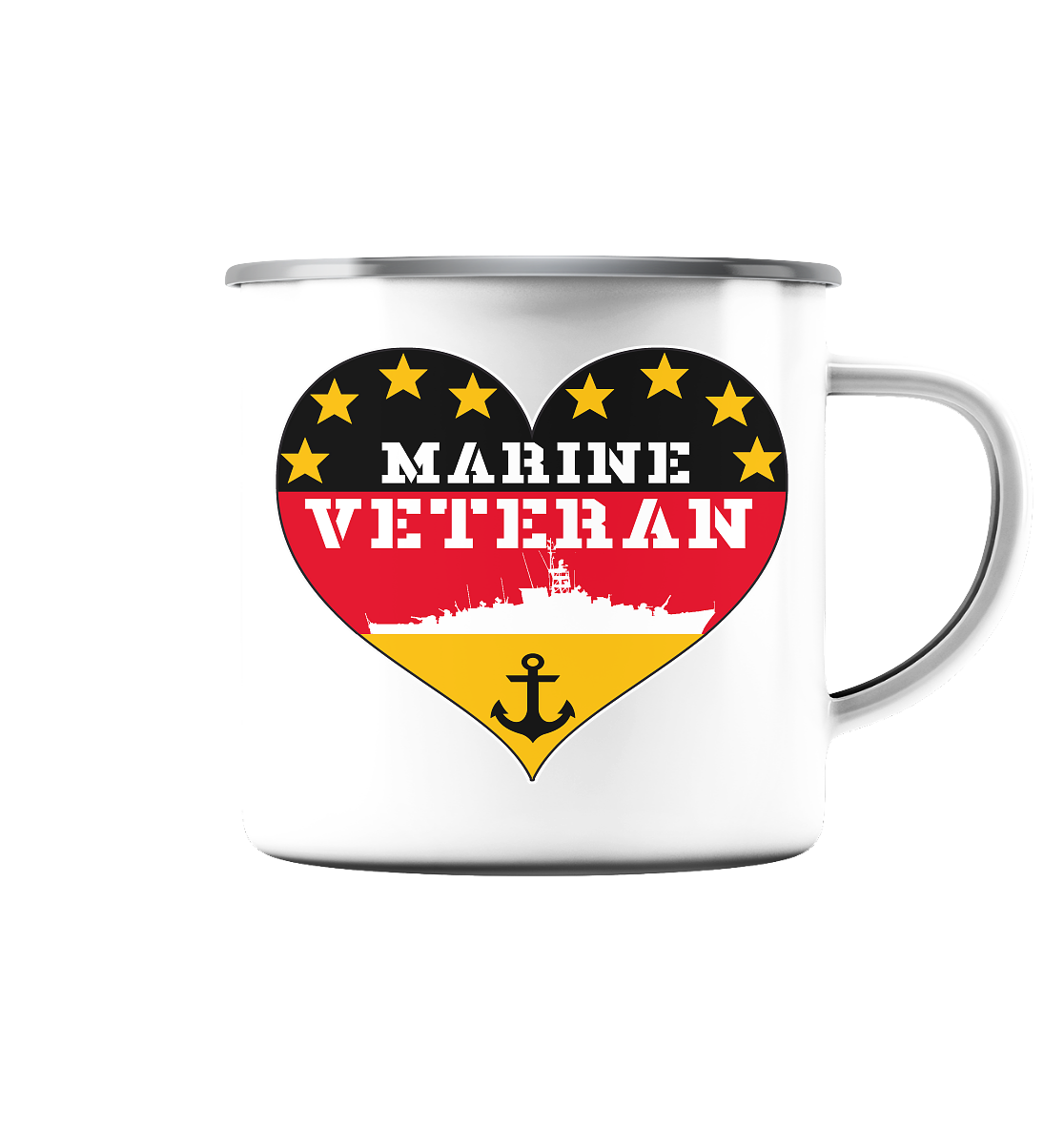 MARINE Veteran F120 - Emaille Tasse (Silber)