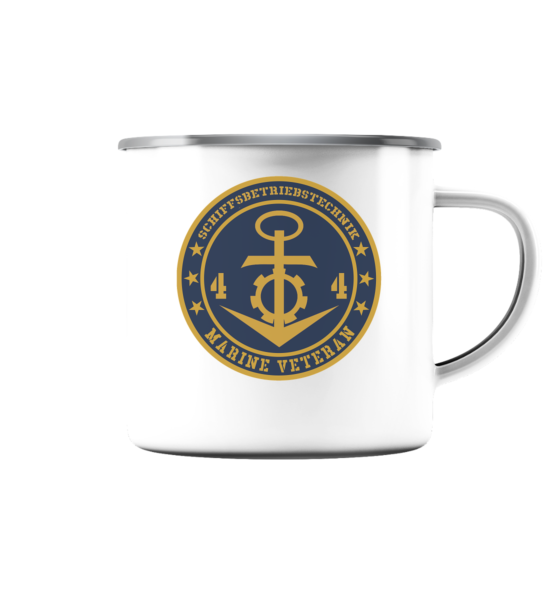 44er SCHIFFSBETRIEBSTECHNIK - Emaille Tasse (Silber)