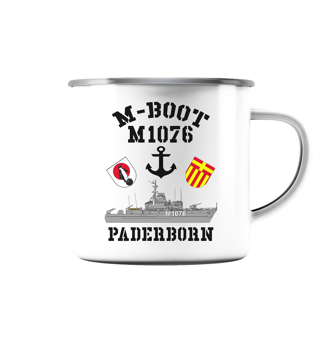 M-Boot M1076 PADERBORN Anker (HL) - Emaille Tasse (Silber)