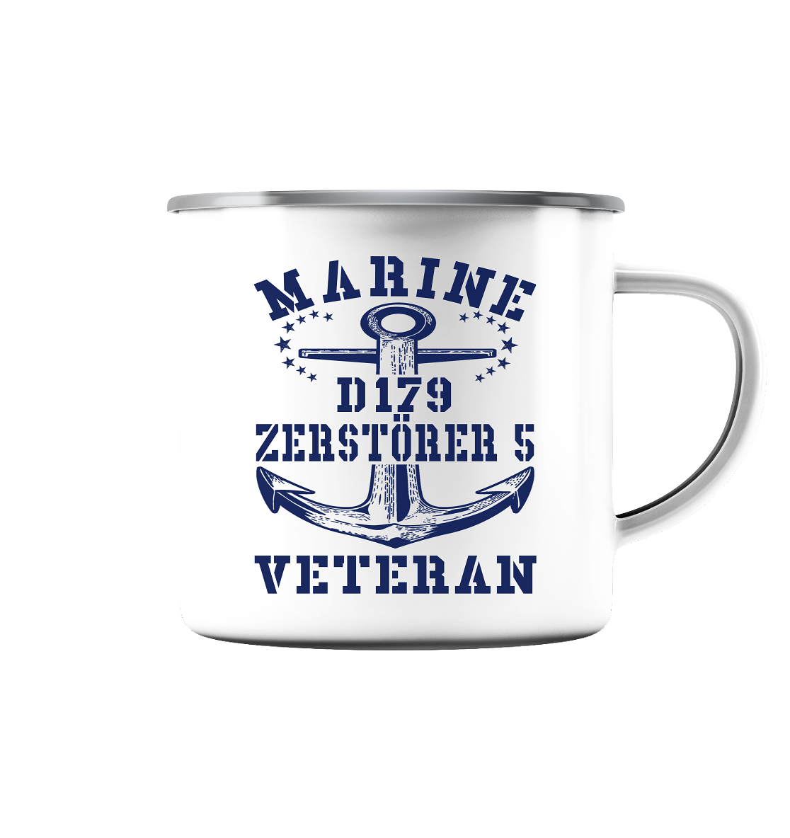 D179 ZERSTÖRER5 - Emaille Tasse (Silber)