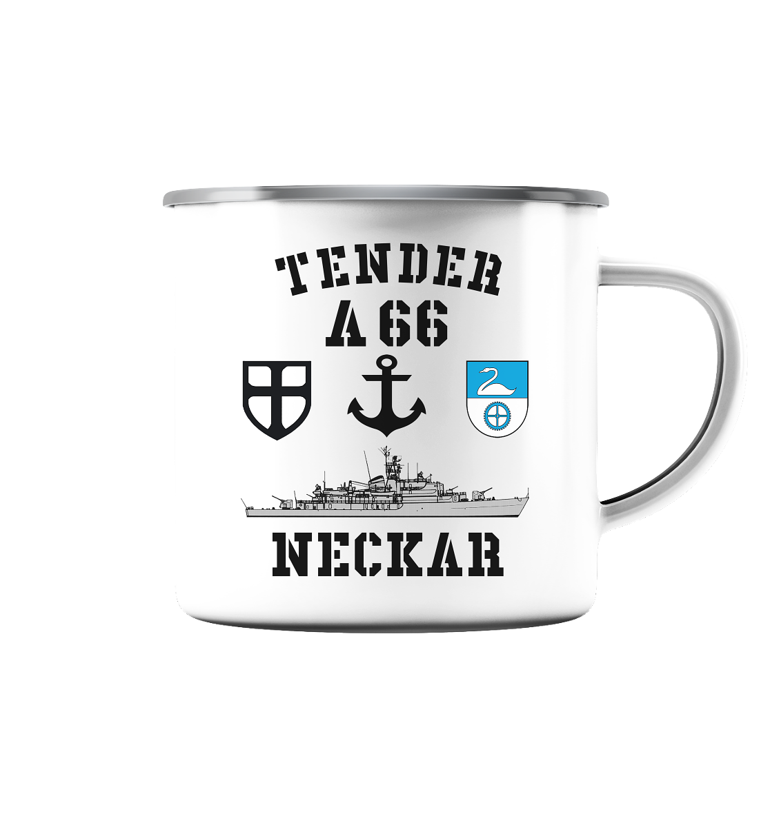 Tender A66 NECKAR 7.SG ANKER - Emaille Tasse (Silber)