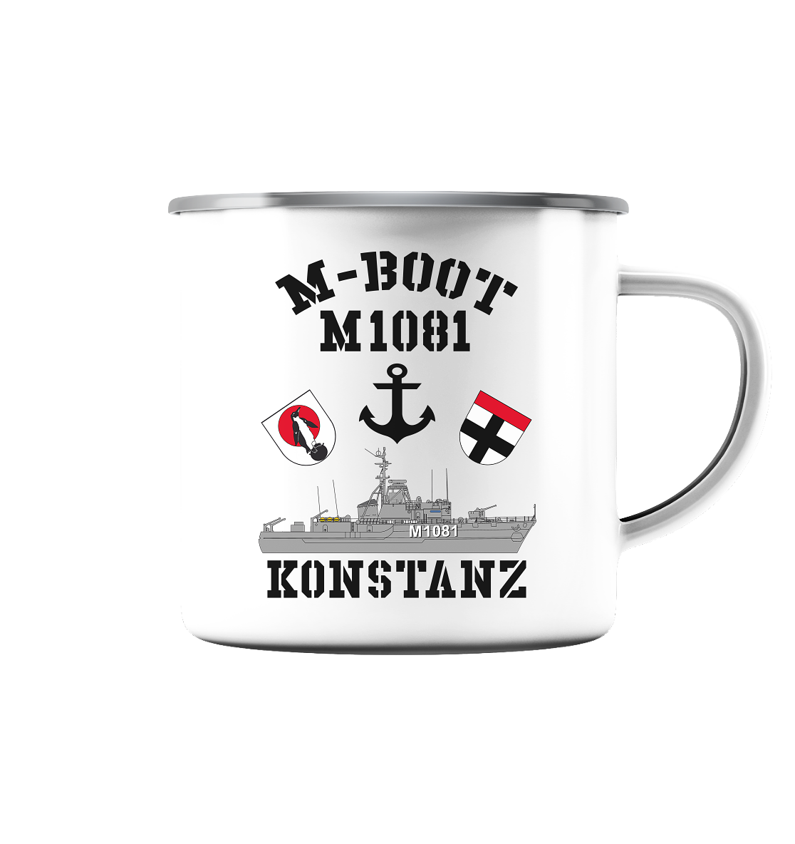 M-Boot M1081 KONSTANZ Anker (HL) - Emaille Tasse (Silber)