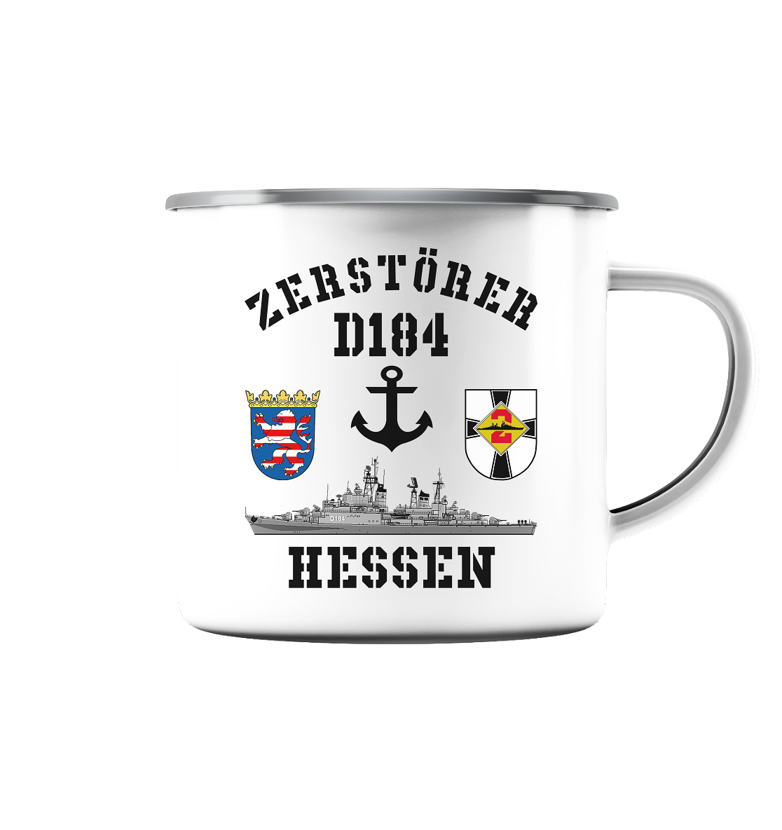 Zerstörer D184 HESSEN Anker - Emaille Tasse (Silber)