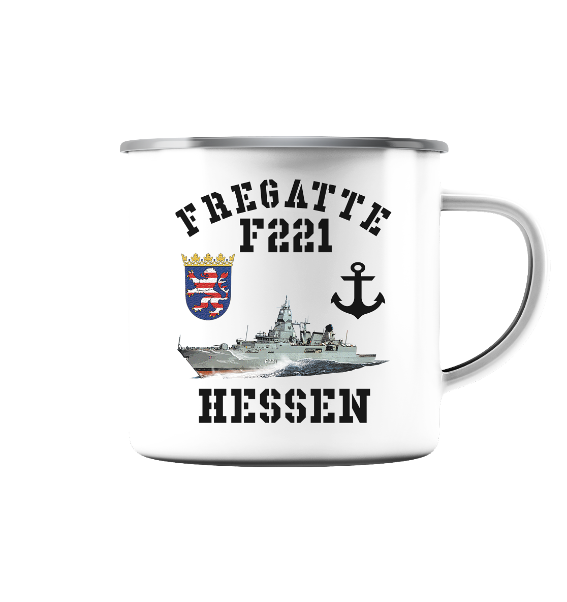 Fregatte F221 HESSEN Anker - Emaille Tasse (Silber)