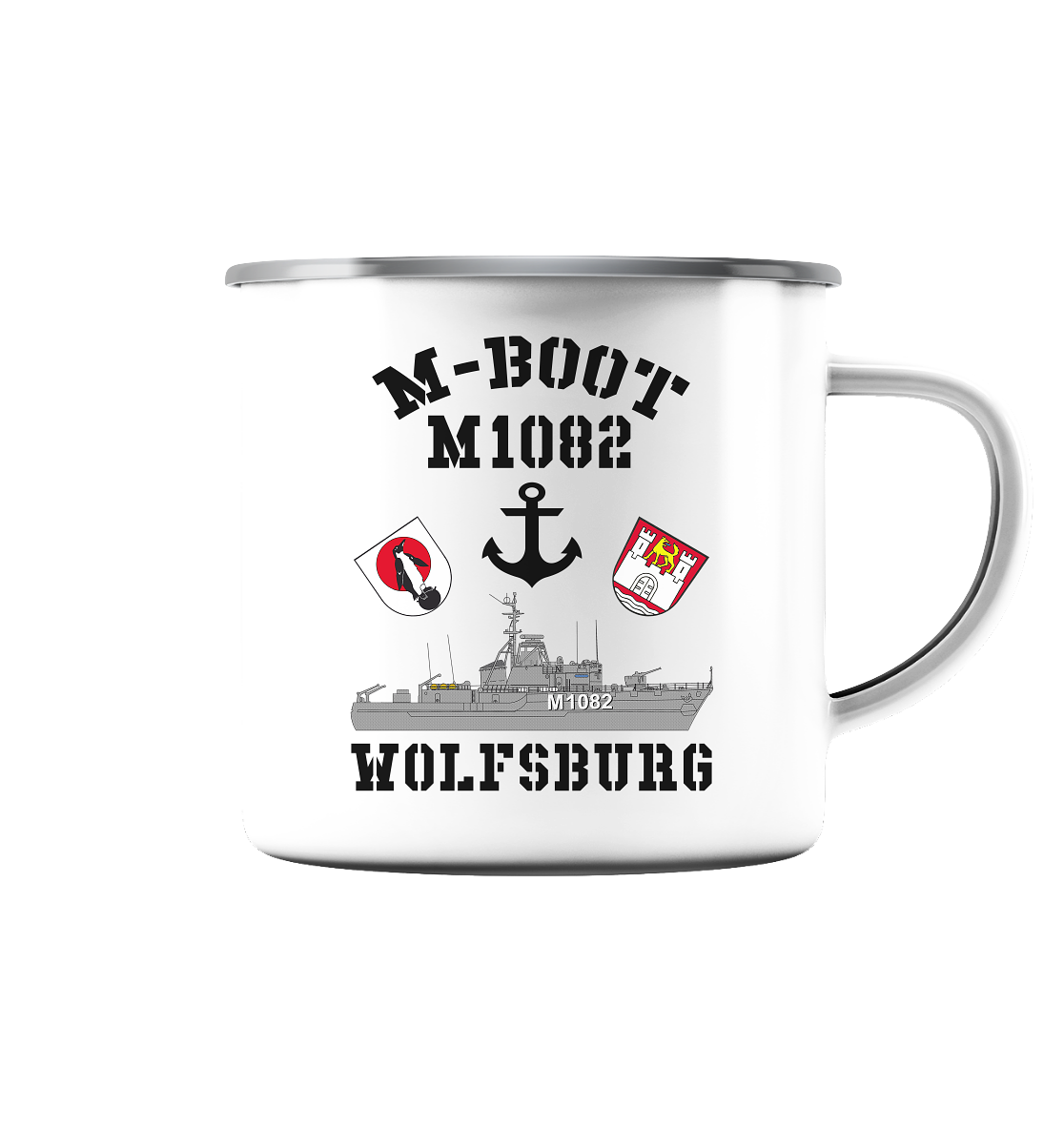 M-Boot M1082 WOLFSBURG Anker (HL) - Emaille Tasse (Silber)
