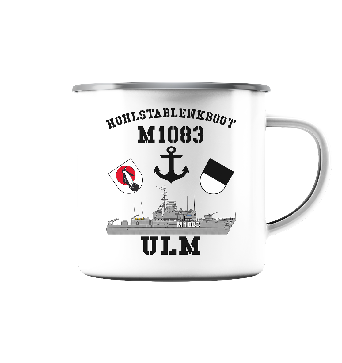 M1083 HL-Boot ULM - Emaille Tasse (Silber)