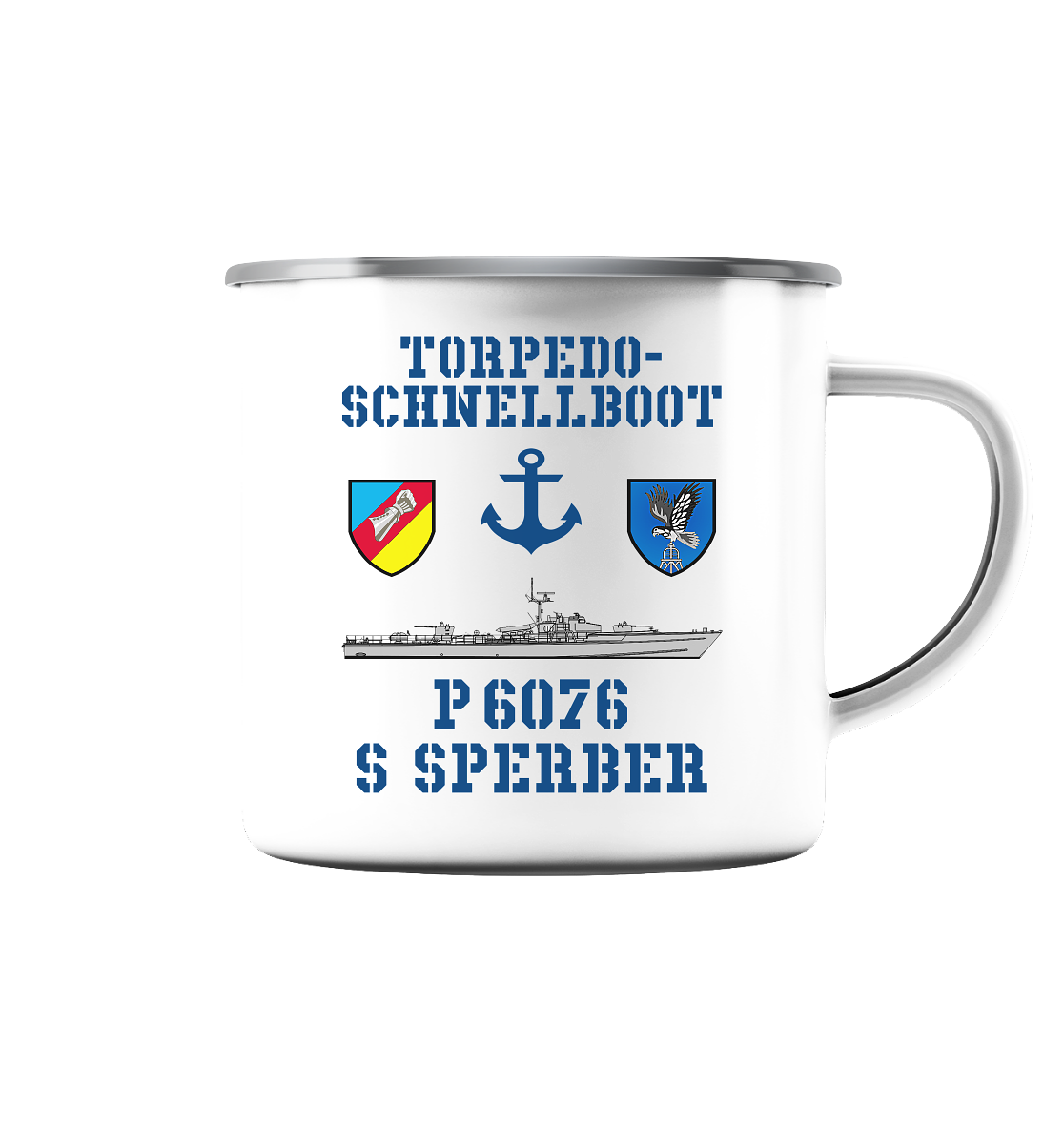 Torpedo-Schnellboot P6076 SPERBER Anker - Emaille Tasse (Silber)