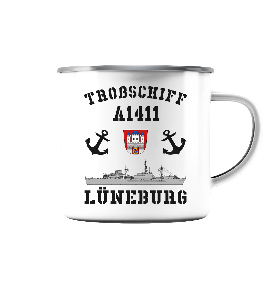 Troßschiff A1411 LÜNEBURG - Emaille Tasse (Silber)