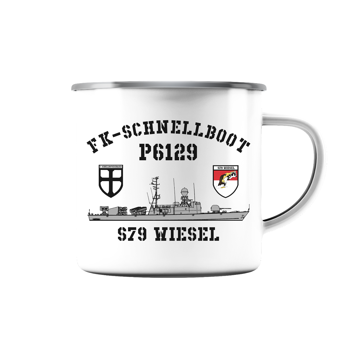 P6129 S79 WIESEL 7.SG - Emaille Tasse (Silber)