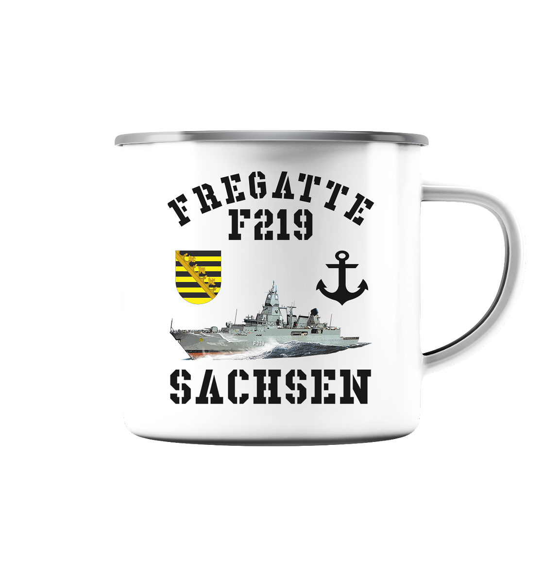 Fregatte F219 SACHSEN Anker - Emaille Tasse (Silber)