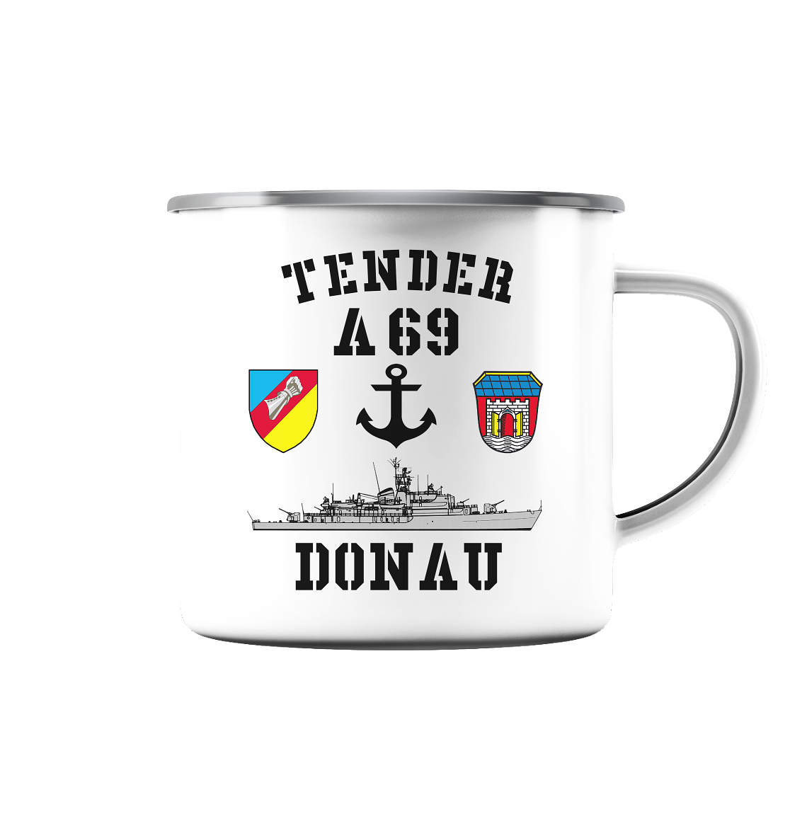Tender A69 DONAU 2.SG Anker - Emaille Tasse (Silber)