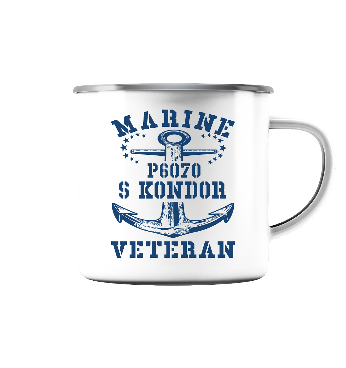 P6070 S KONDOR Marine Veteran - Emaille Tasse (Silber)