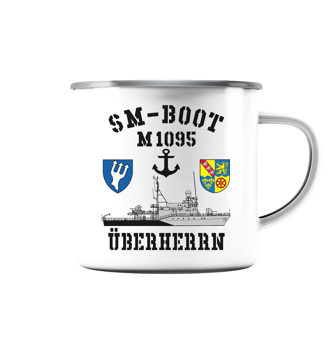 SM-Boot M1095 ÜBERHERRN Anker - Emaille Tasse (Silber)