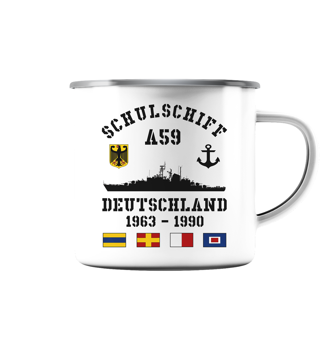 Schulschiff A59 DEUTSCHLAND - Emaille Tasse (Silber)