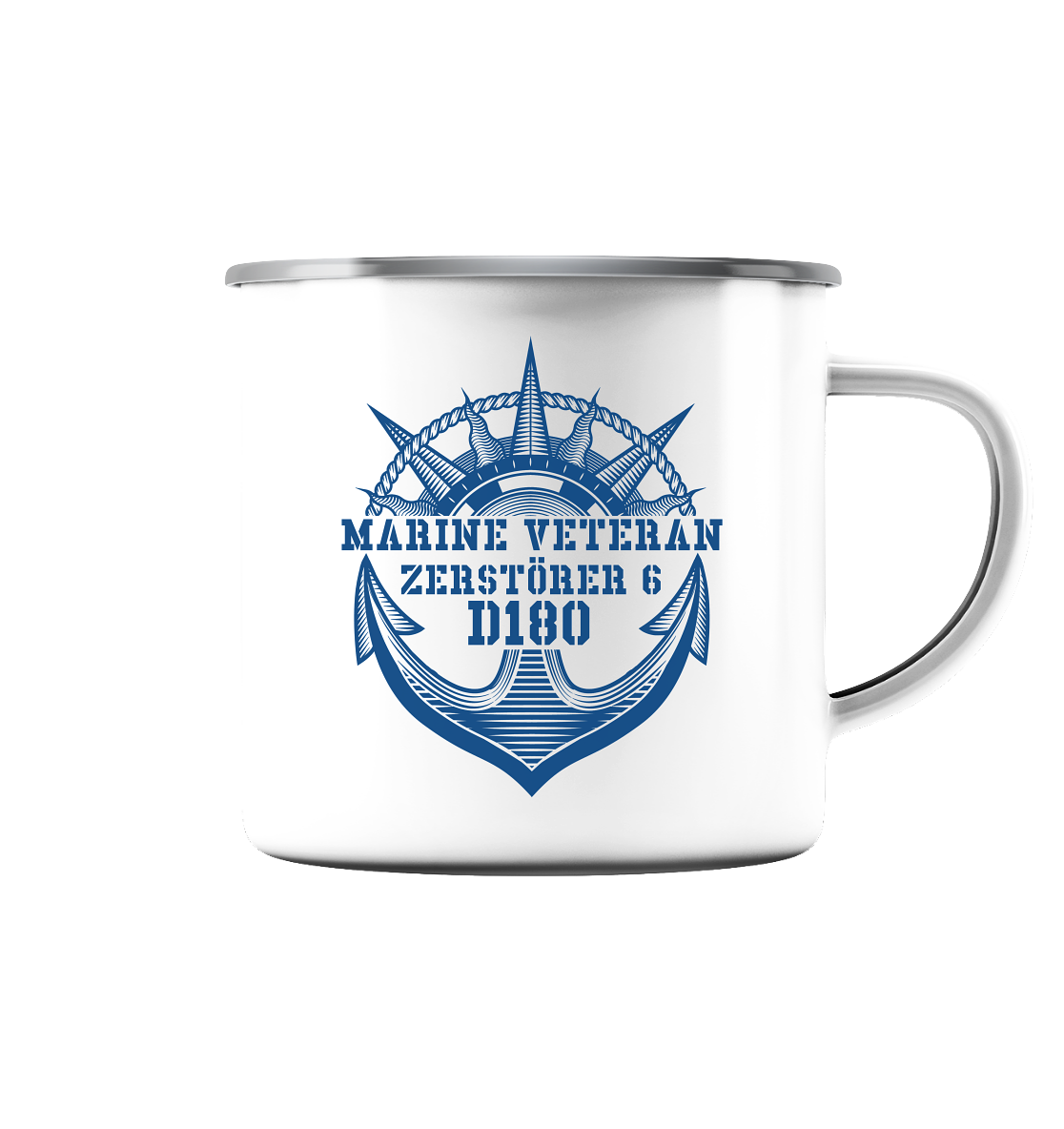 D180 ZERSTÖRER6 Marine Veteran - Emaille Tasse (Silber)