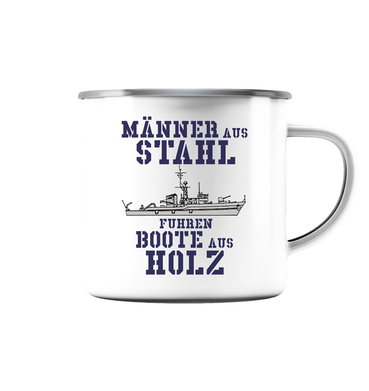 Männer aus Stahl...  KM-Boot LINDAU-Klasse- Emaille Tasse (Silber)
