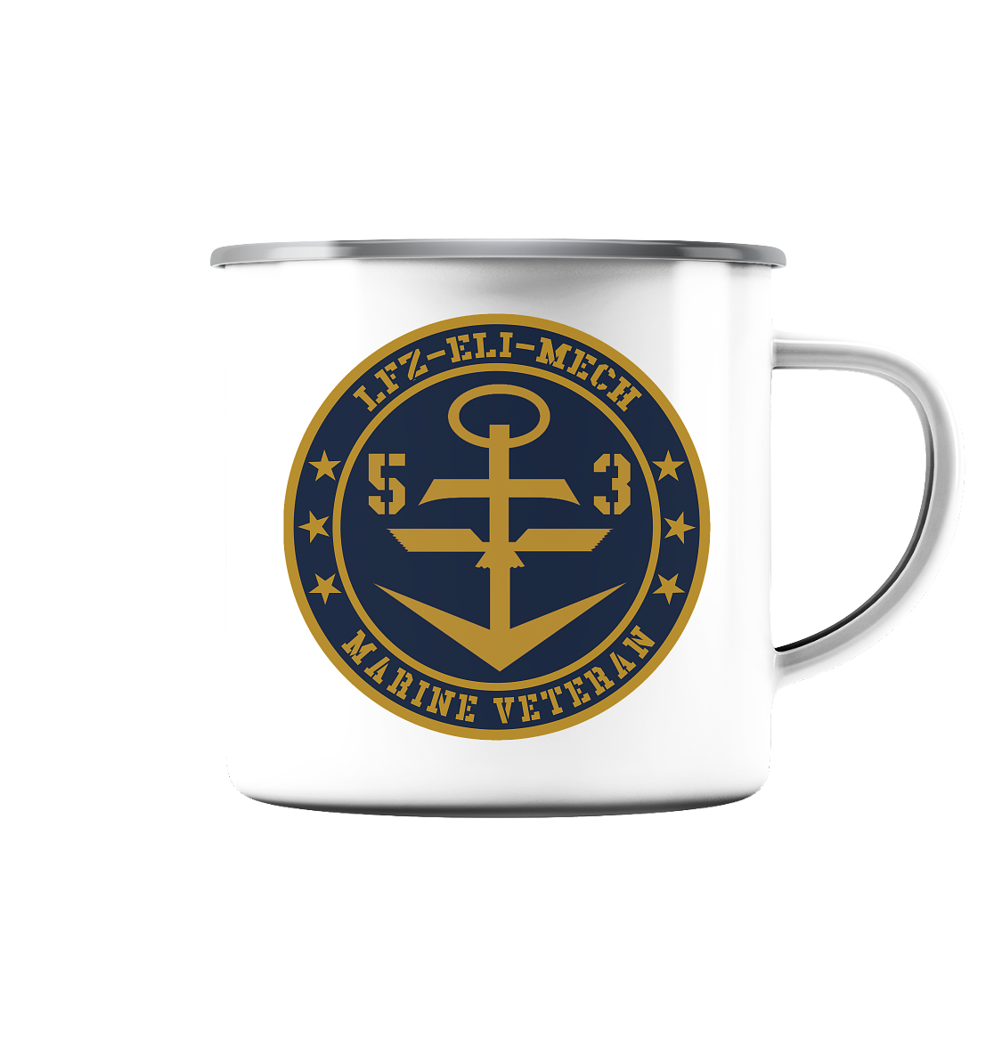 Marine Veteran 53er LFZ-ELI-MECH - Emaille Tasse (Silber)