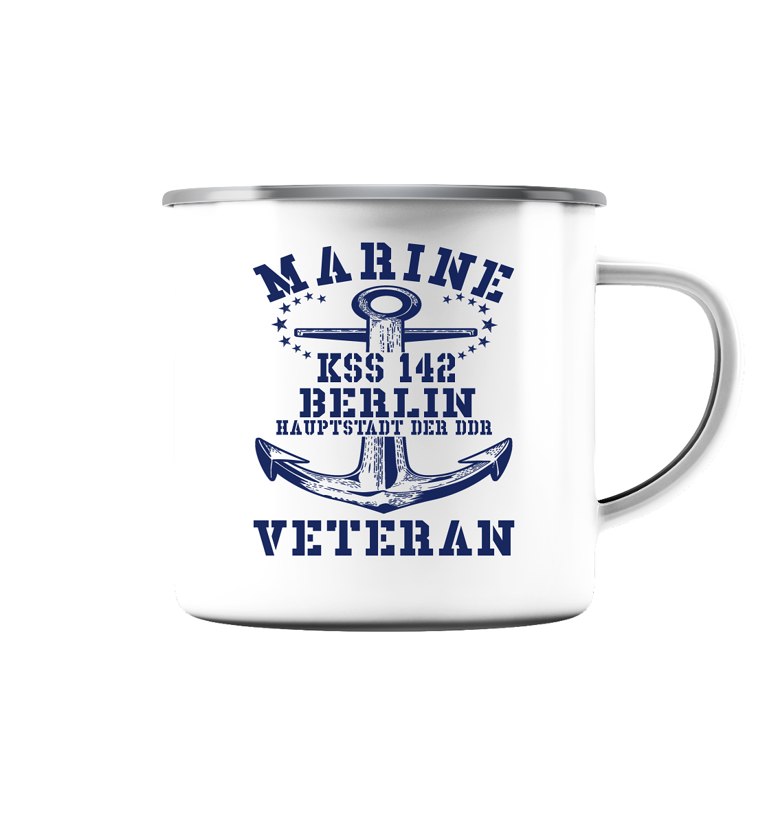 KSS 142 BERLIN - HAUPTSTADT DER DDR Marine Veteran - Emaille Tasse (Silber)