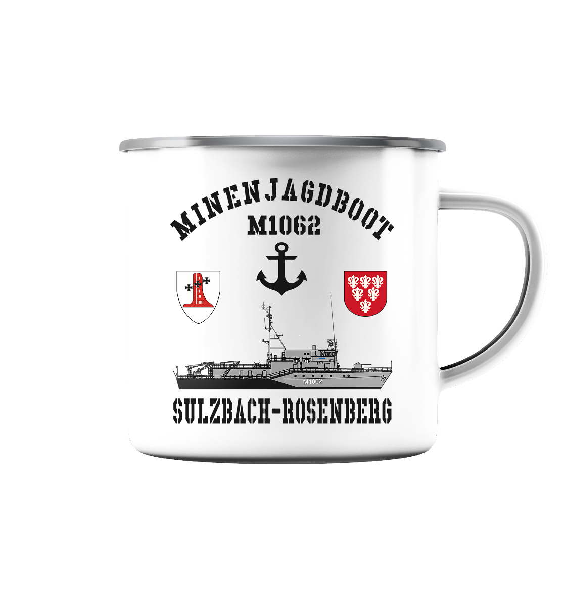 Mij.-Boot M1062 SULZBACH-ROSENBERG Anker 1.MSG - Emaille Tasse (Silber)