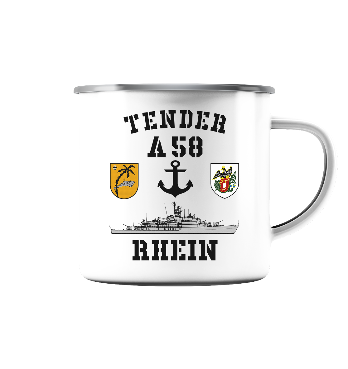 Tender A58 RHEIN 3.SG ANKER - Emaille Tasse (Silber)