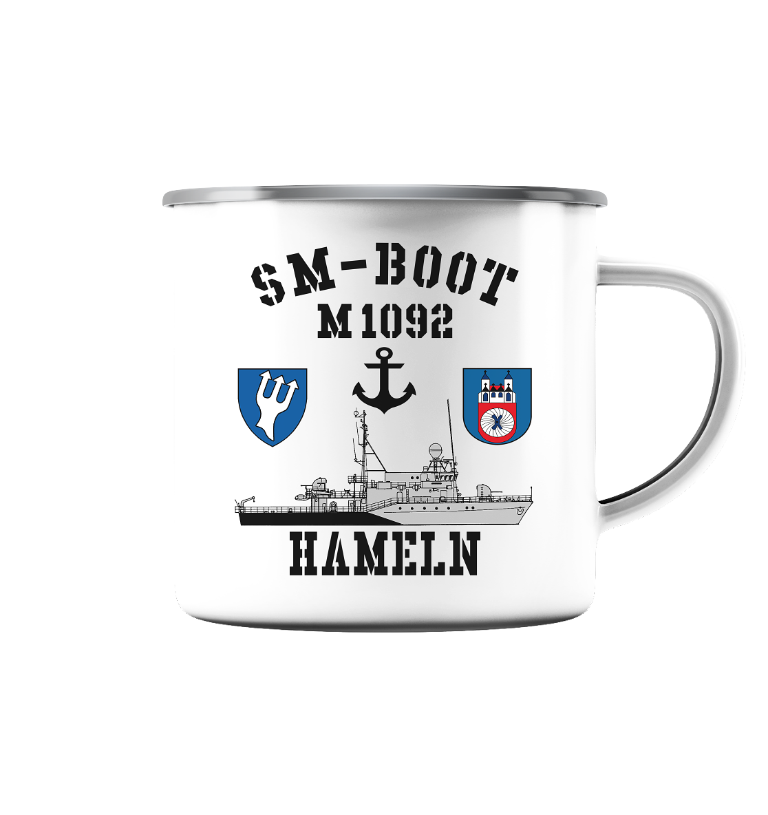 SM-Boot M1092 HAMELN Anker - Emaille Tasse (Silber)