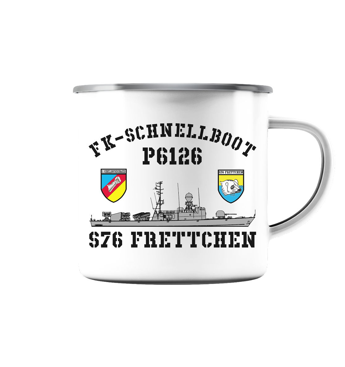 P6126 S76 FRETTCHEN 2.SG - Emaille Tasse (Silber)