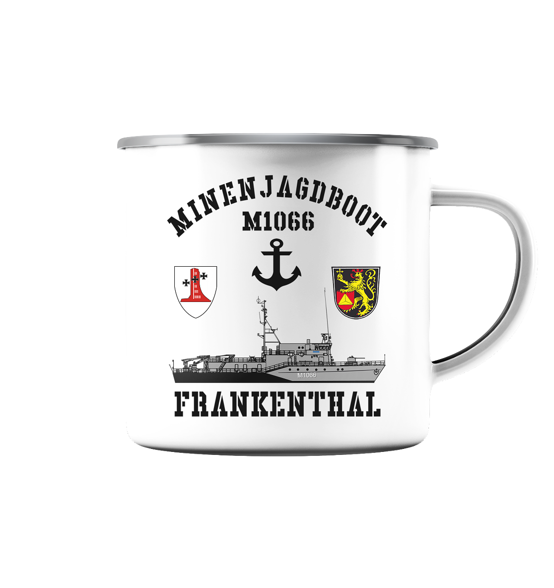 Mij.-Boot M1066 FRANKENTHAL Anker 1.MSG - Emaille Tasse (Silber)