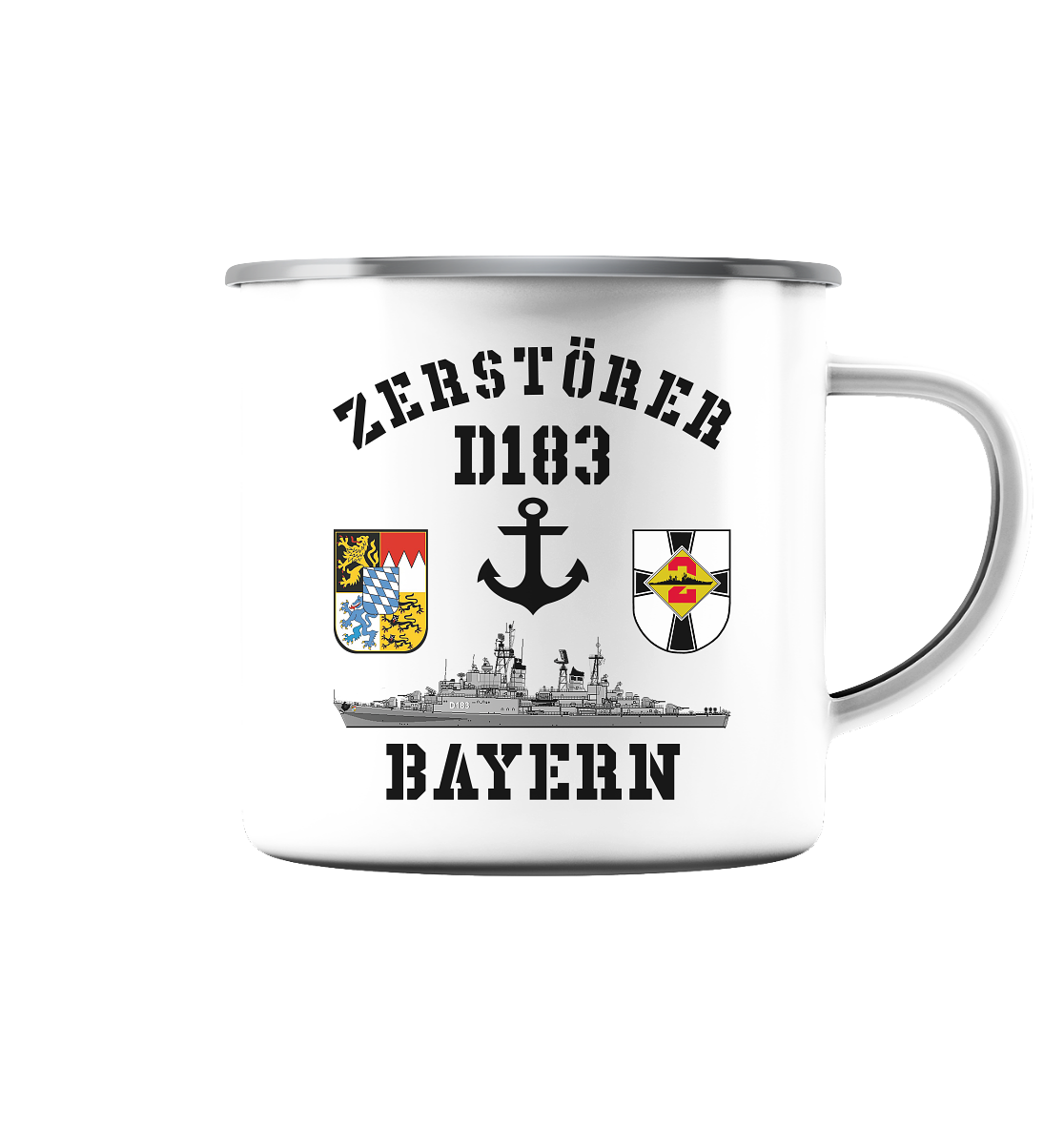 Zerstörer D183 BAYERN Anker - Emaille Tasse (Silber)