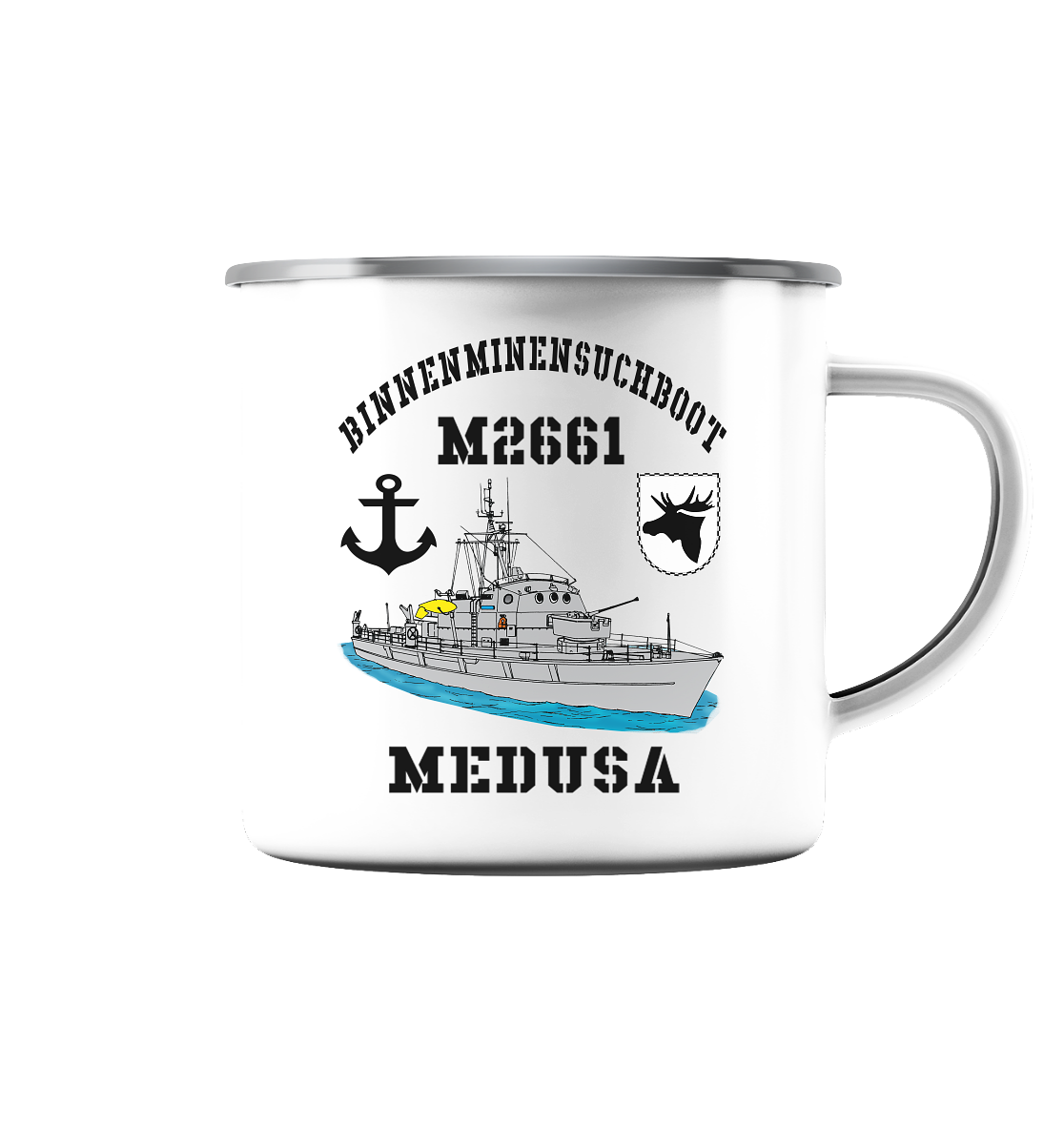 BiMi M2661 MEDUSA 3.MSG Anker - Emaille Tasse (Silber)