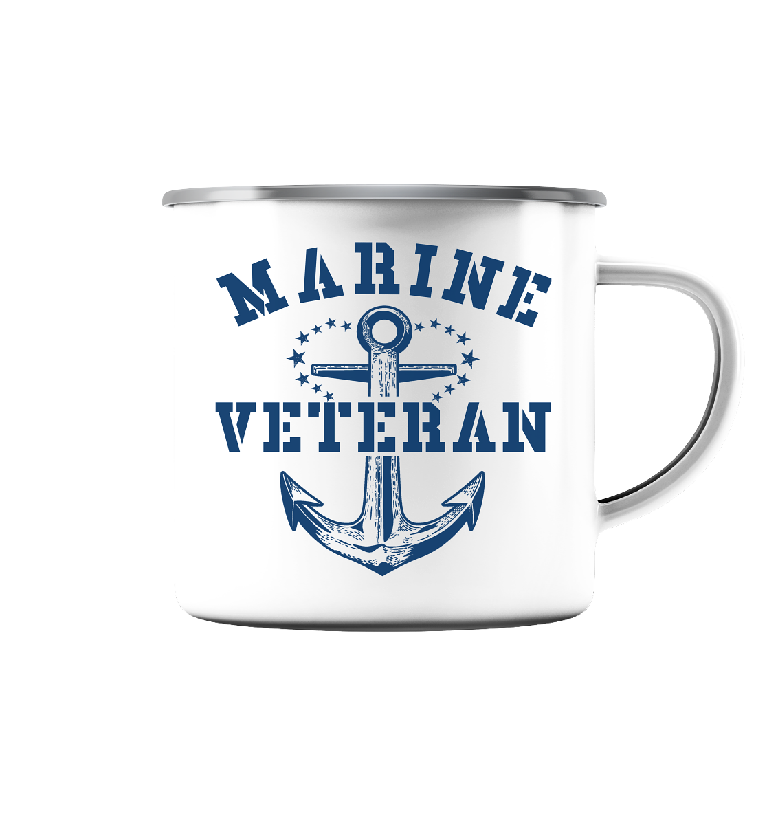 MARINE VETERAN ANKER - Emaille Tasse (Silber)
