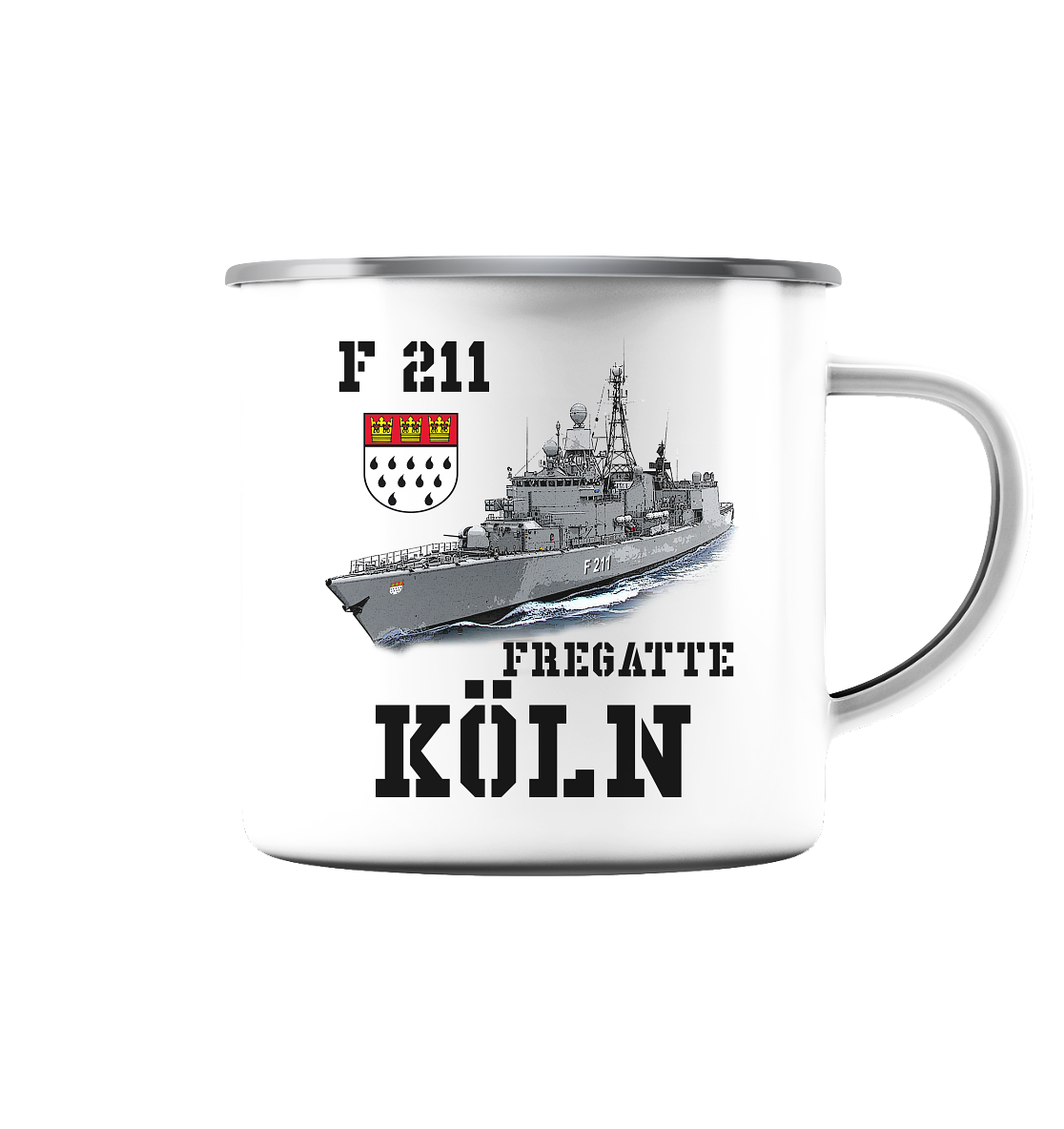 F211 Fregatte KÖLN - Emaille Tasse (Silber)