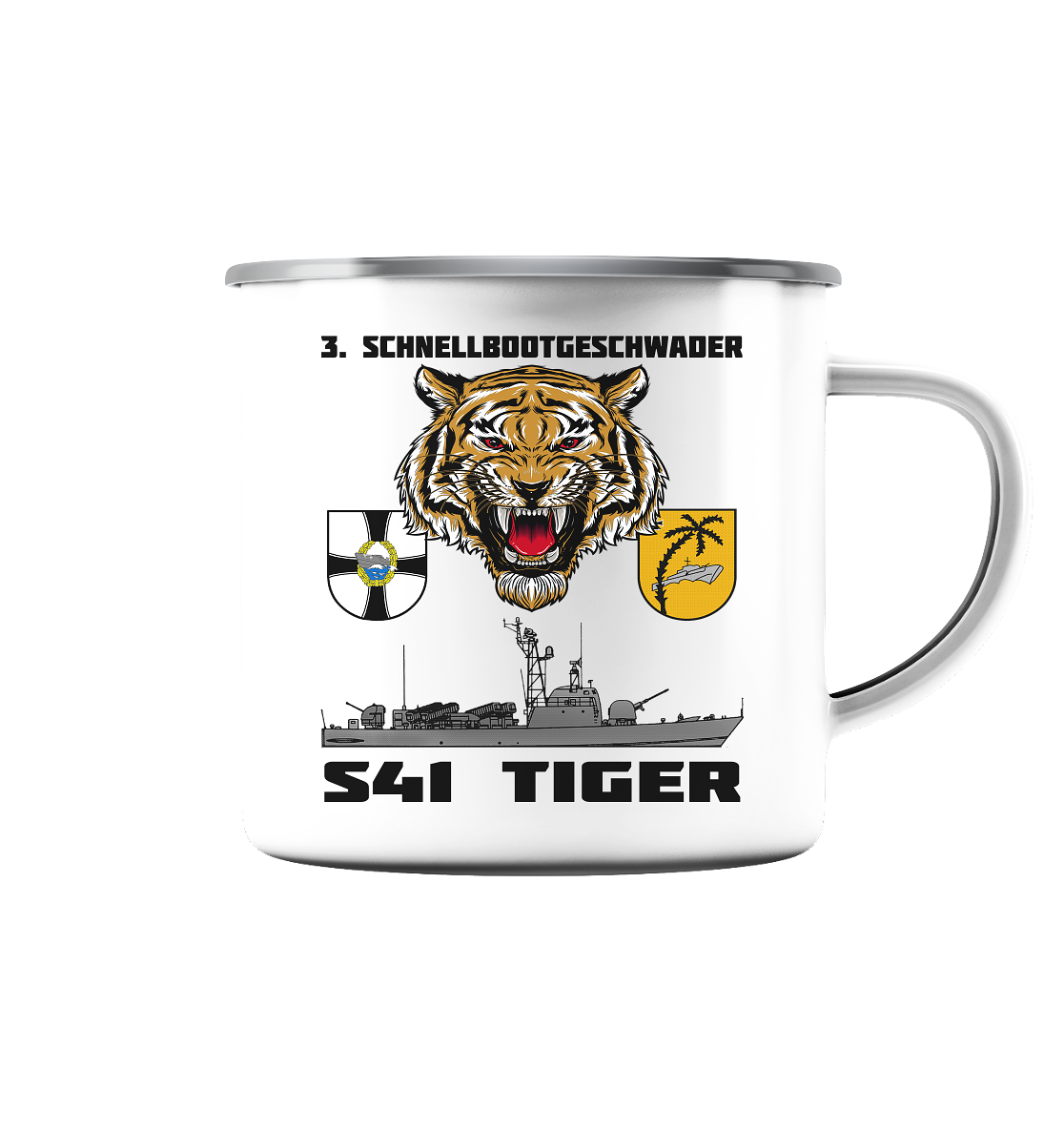 S41 TIGER - Emaille Tasse (Silber)