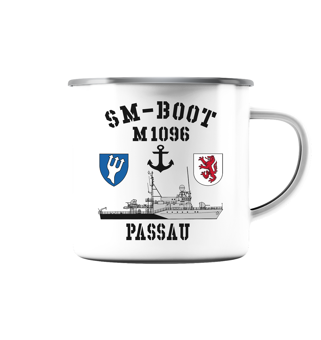 SM-Boot M1096 PASSAU Anker - Emaille Tasse (Silber)