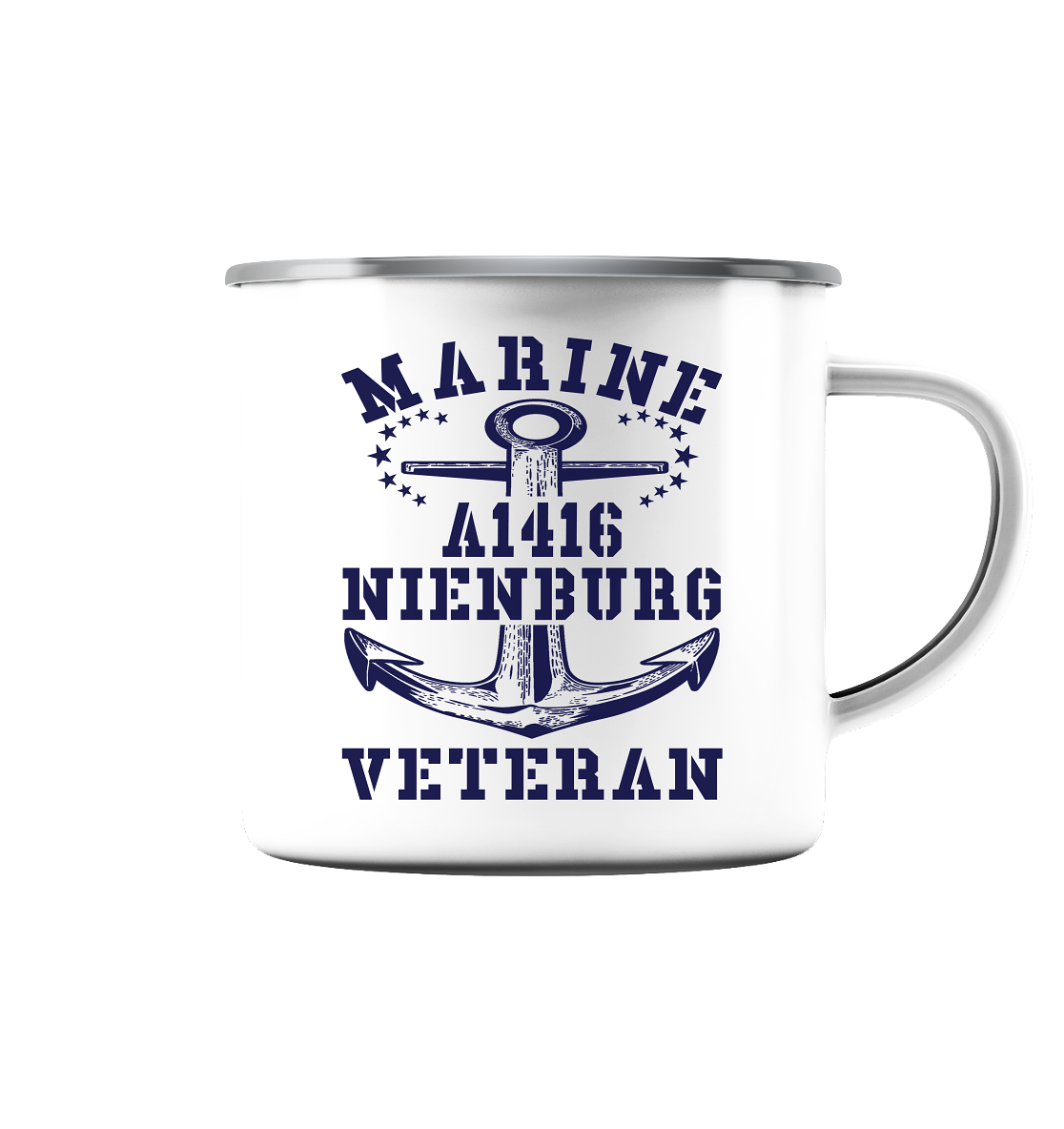 Troßschiff A1416 NIENBURG Marine Veteran - Emaille Tasse (Silber)