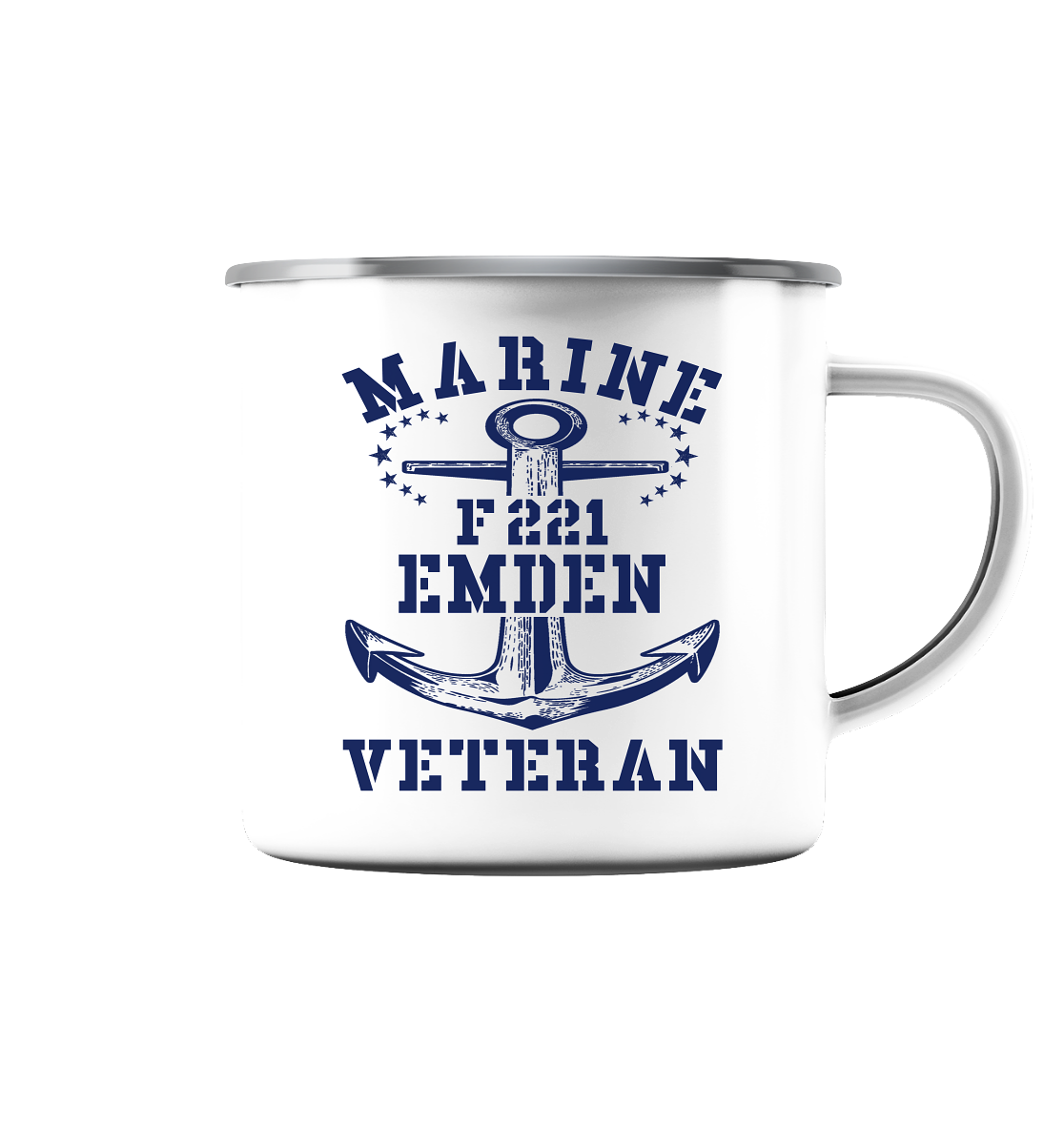 MV Fregatte F221 EMDEN - Emaille Tasse (Silber)