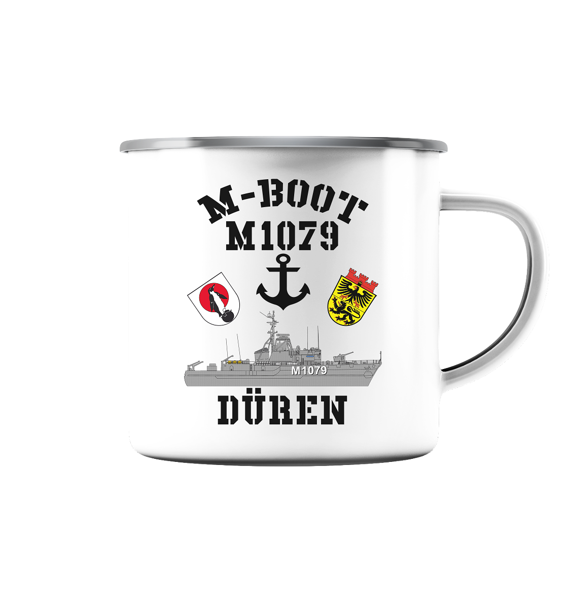 M-Boot M1079 DÜREN Anker (HL) - Emaille Tasse (Silber)