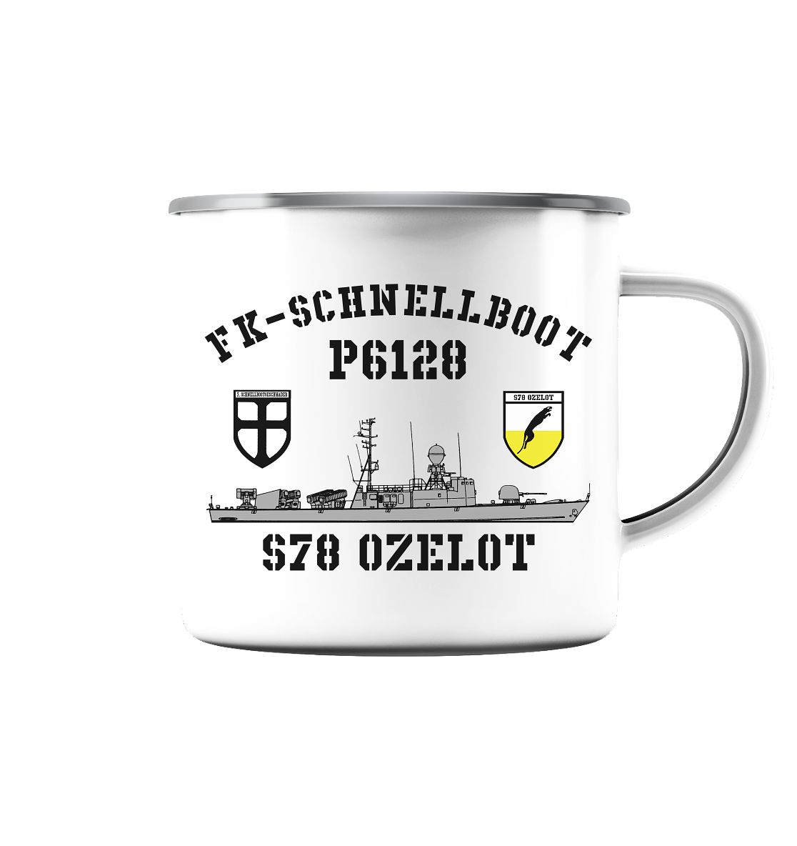 P6128 S78 OZELOT 7.SG - Emaille Tasse (Silber)