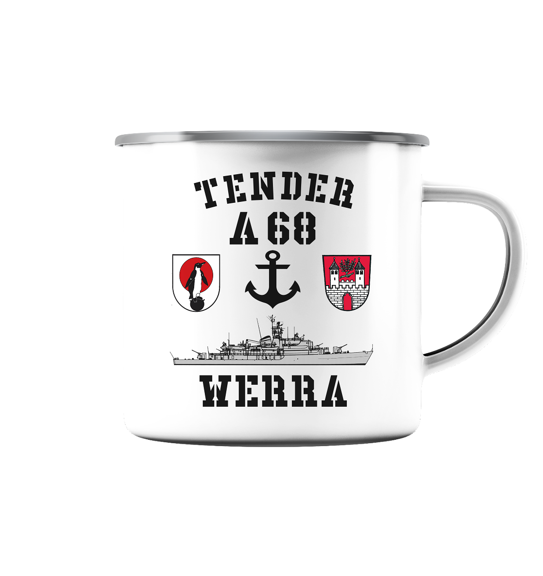 Tender A68 WERRA 6.MSG Anker - Emaille Tasse (Silber)