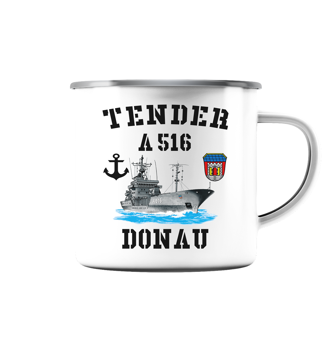 Tender A516 DONAU Anker - Emaille Tasse (Silber)