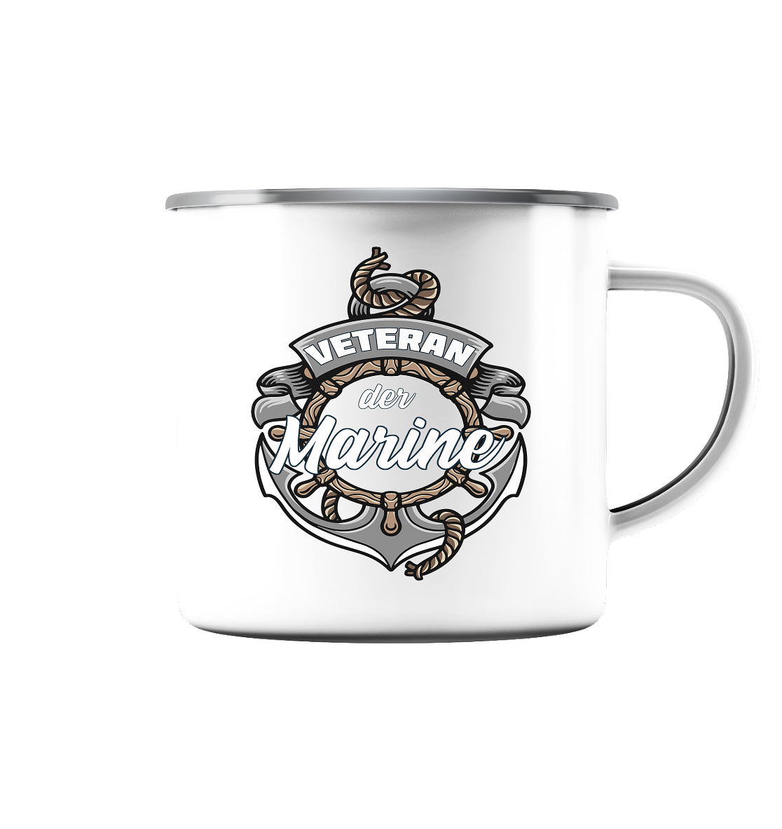 Veteran der Marine - Emaille Tasse (Silber)