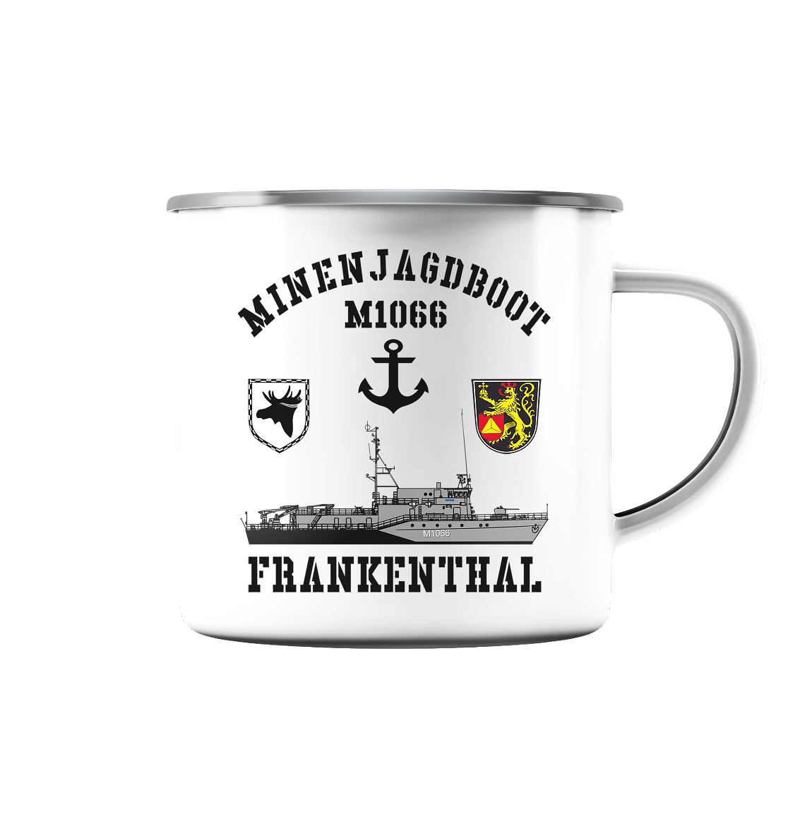 Mij.-Boot M1066 FRANKENTHAL Anker 3.MSG - Emaille Tasse (Silber)